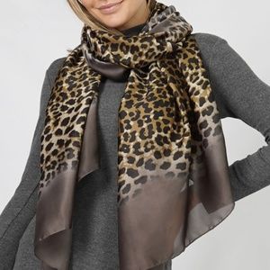 Satin Leopard Print Scarf